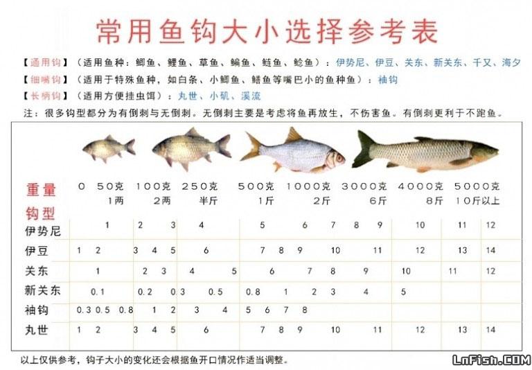 史上最全鱼钩型号对比选择—菜鸟们不赶紧收藏还等什么